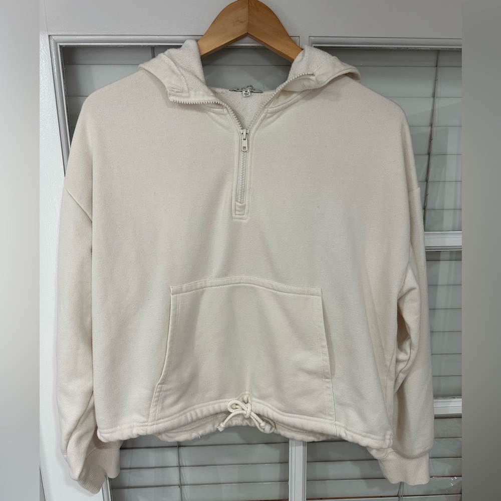 Z Supply Off-White Quarter Zip-Up Sweatshirt